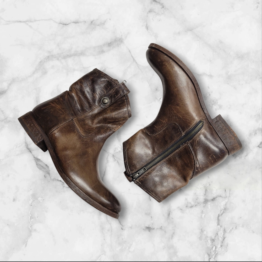 Frye Brown Leather Ankle Booties